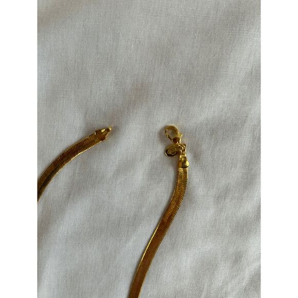 Gold Toned Heart Pendent Necklace with Gems, 23 Inch Herringbone Chain - Picture 5 of 6